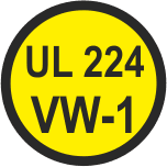 Соответствие UL 224 VW-1 (Подавление горения)